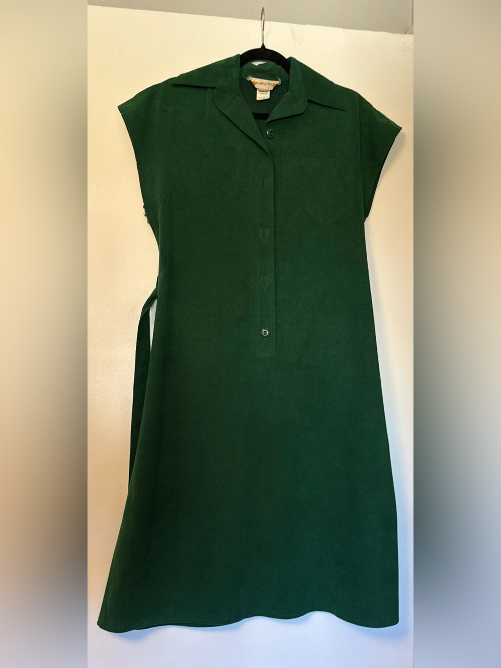 Vintage Forest Green Button-Front Shift Dress